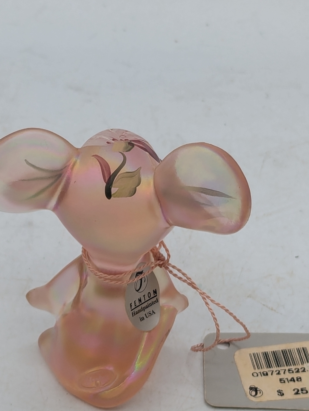 Fenton Art Glass Rosalene Iridescent Mouse Figurine Hand Painted Signed S. Allma - Picture 5 of 9